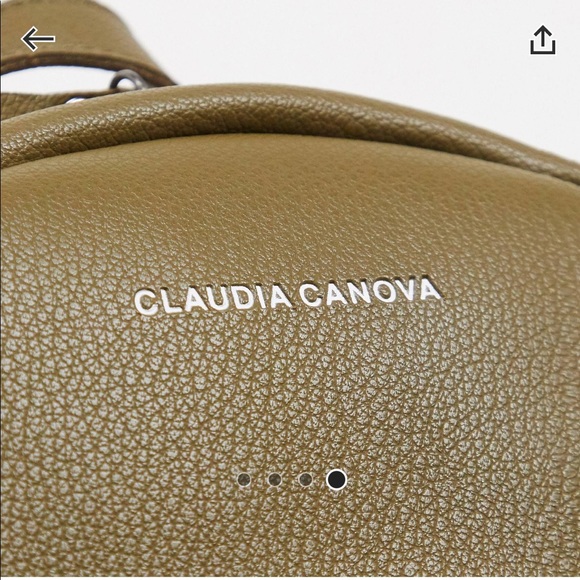 Claudia Canova Khaki Backpack With Logo Tape - Picture 4 of 14